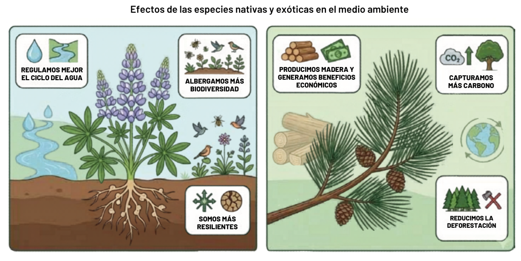 Transición de vegetación exótica a nativa